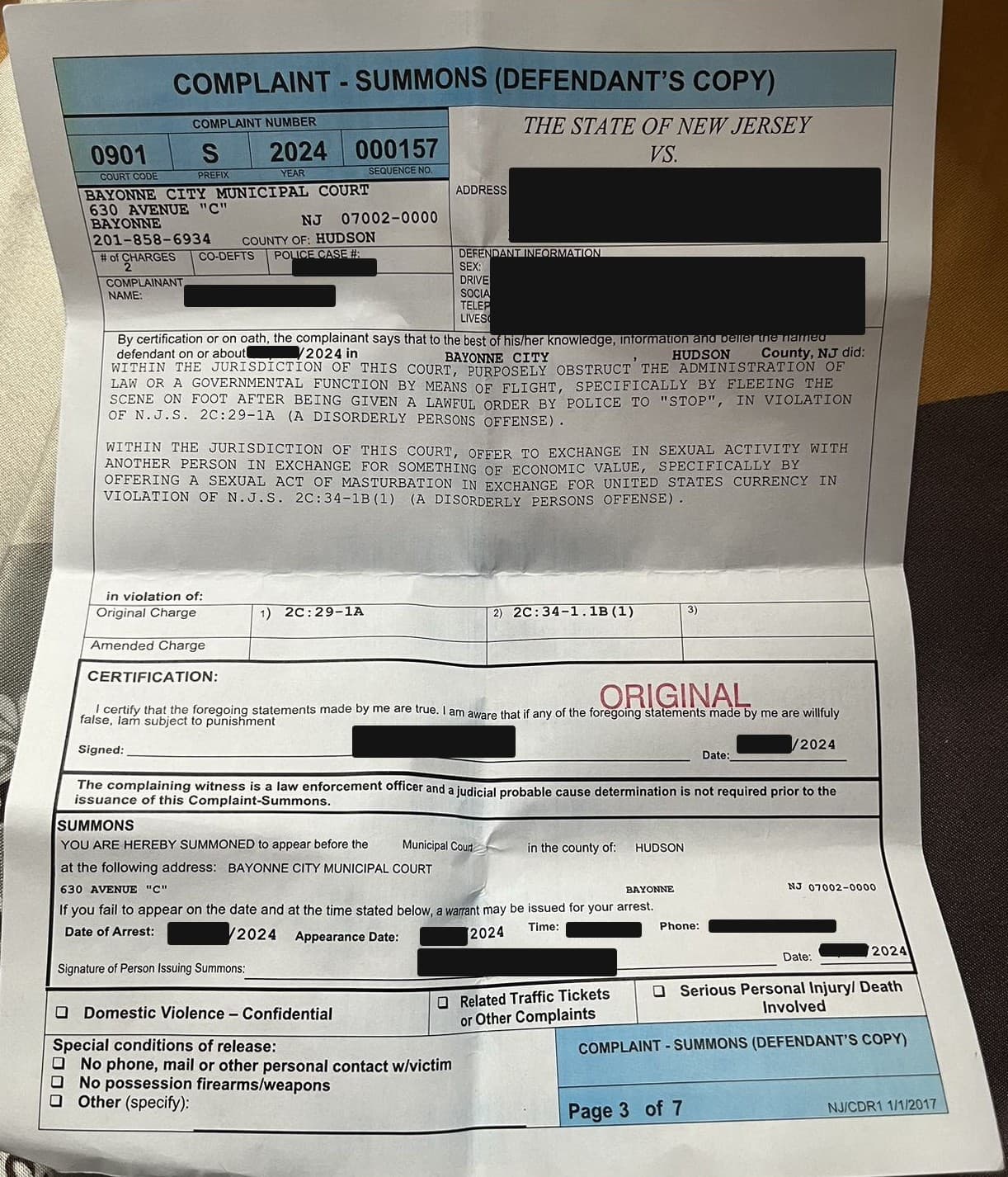 Disorderly Conduct - New Jersey