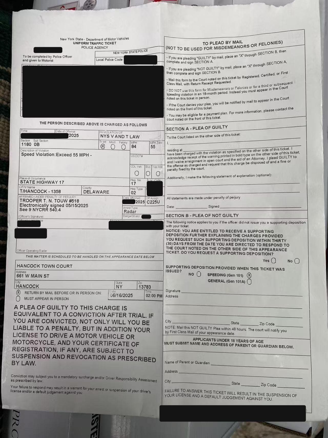 Desobedeció dispositivo - Estado de Nueva York