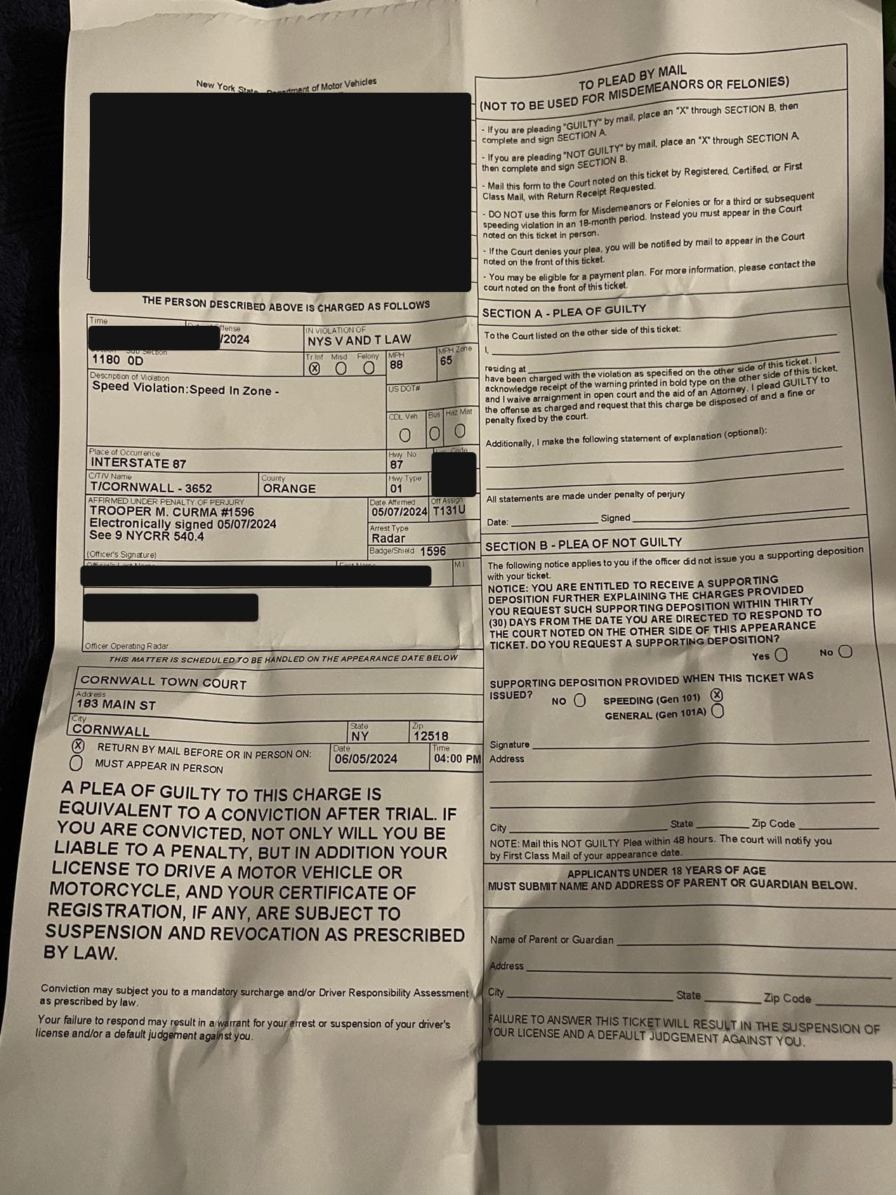 Cinturón de seguridad - Estado de Nueva York