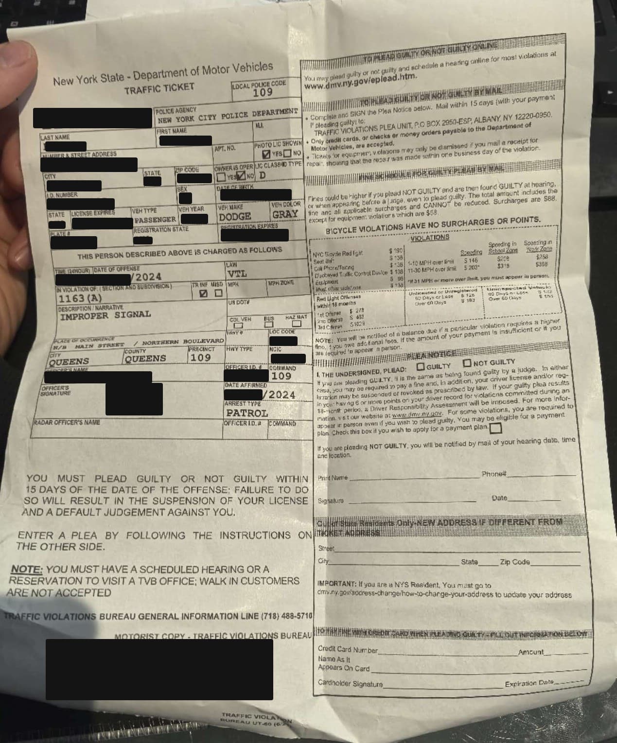 皇后区 错误信号 交通罚单